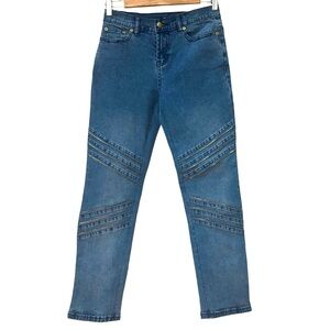 DG2 Diane Gilman Light Wash Denim Jeans Moto Zippers size 2P 2 Petite